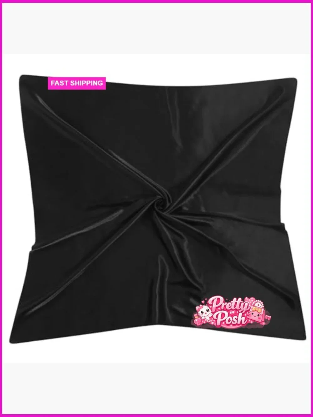Large Square Satin Head Scarf Set - 3Pcs Silk Like Polyester Scarves
